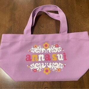 Brand New - Anna Sui Lavender Floral Canvas Tote with wristlet